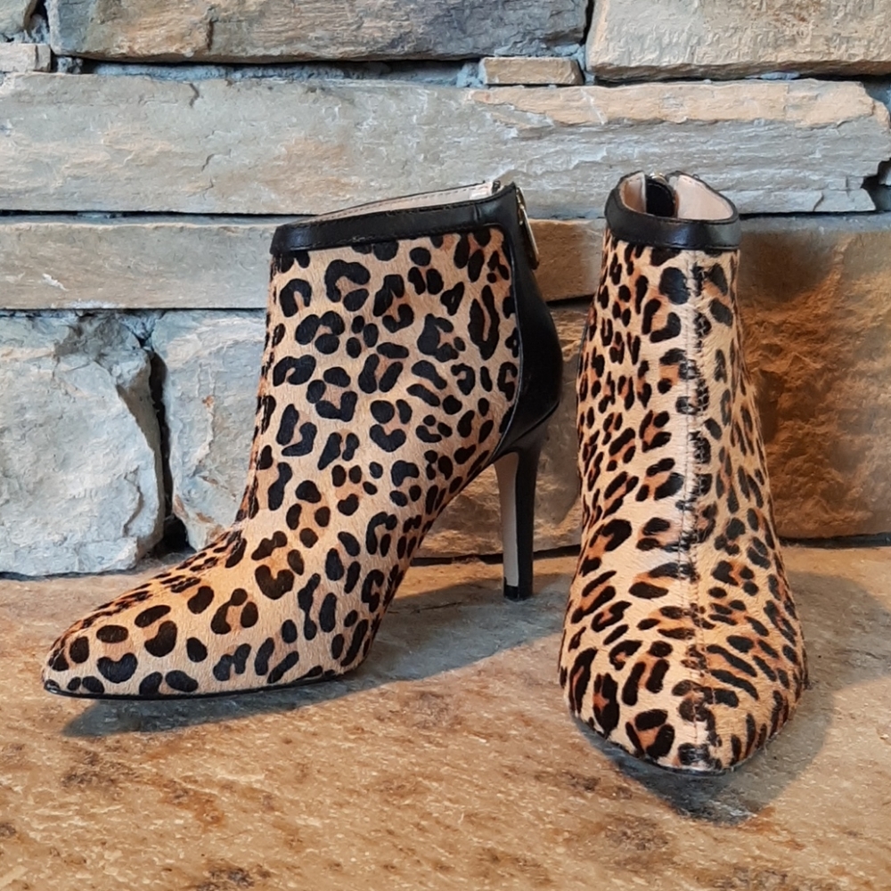 Adrienne Vittadini Nyla Calf Hair Leopard Boots 6